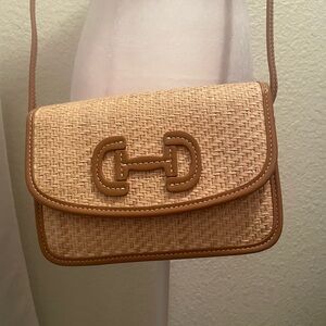 Boden Raffia and Vegan Leather Crossbody Bag